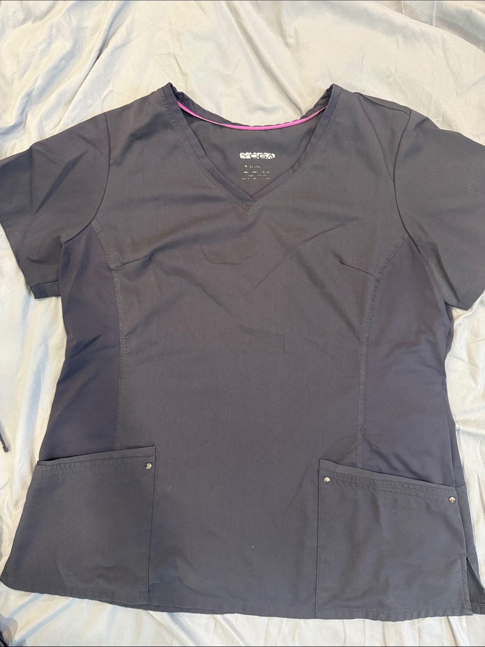 Ada Black Scrub Top with Pink Trim